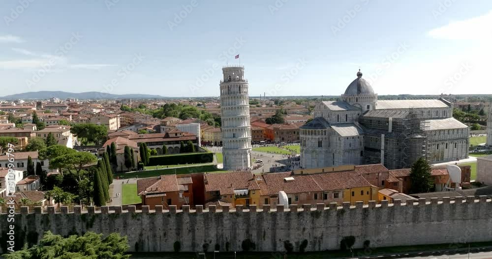 Aerial view at tower of Pisa in Italy on a sunny day Aerial view at tower of Pisa in Italy on a sunny day