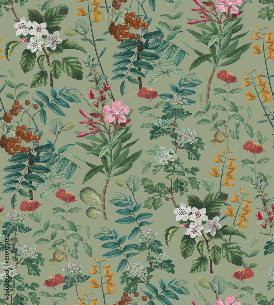 Botanical Elegant Floral Pattern / Beautiful Classic Style Nature Pattern