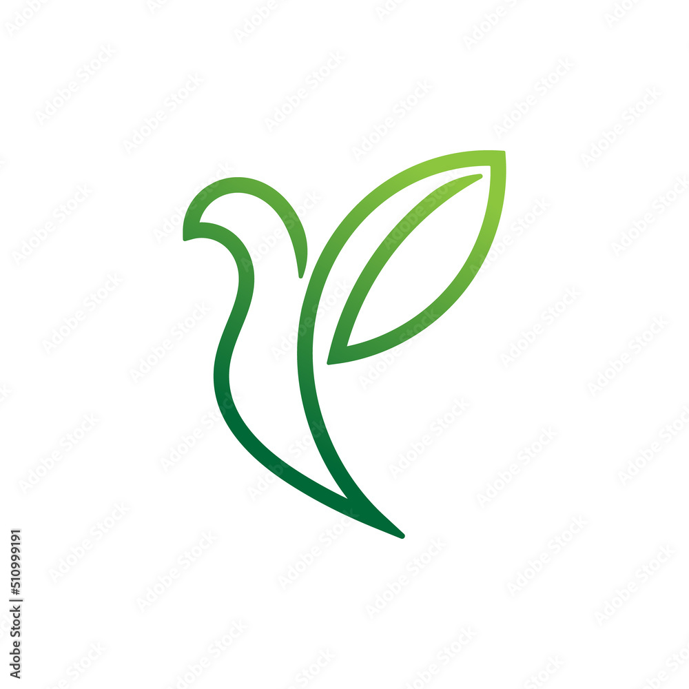 nature bird leaf logo design