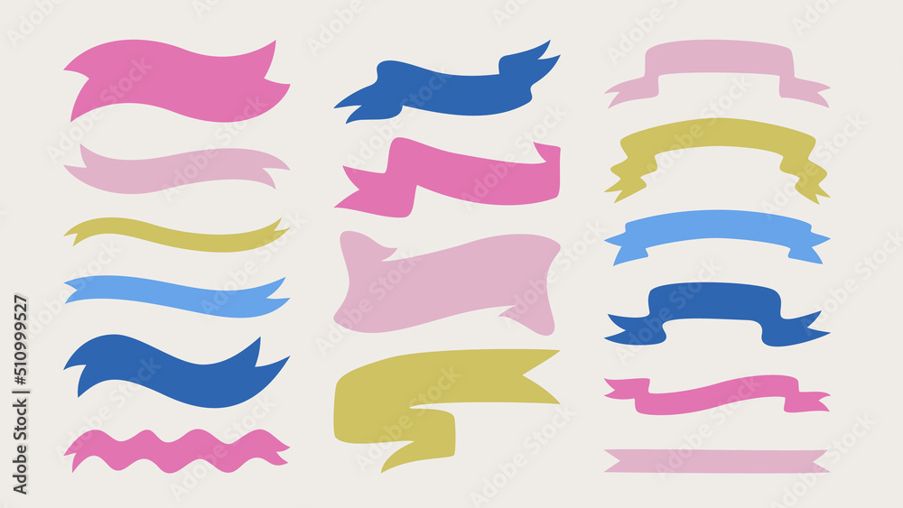 Set of isolated ribbons. Cute collection of text banners.
Vector design elements. 