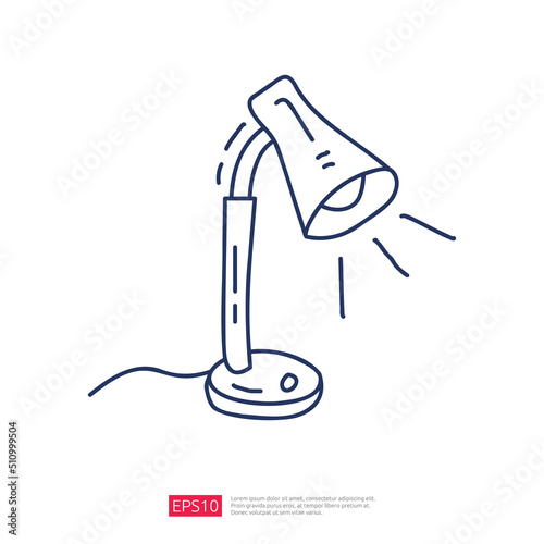 desk lamp doodle line icon