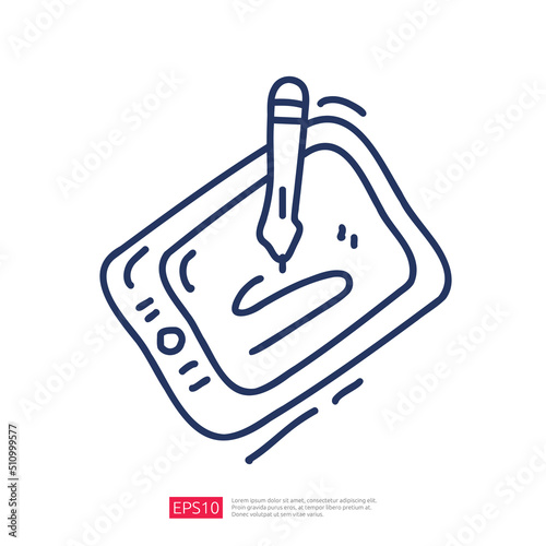 Graphic Pen Tablet and Stylus Doodle Icon