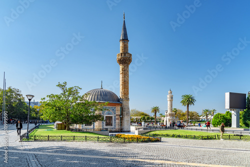 Scenic view of Konak Mosque (Yali Mosque) in Izmir, Turkey photo