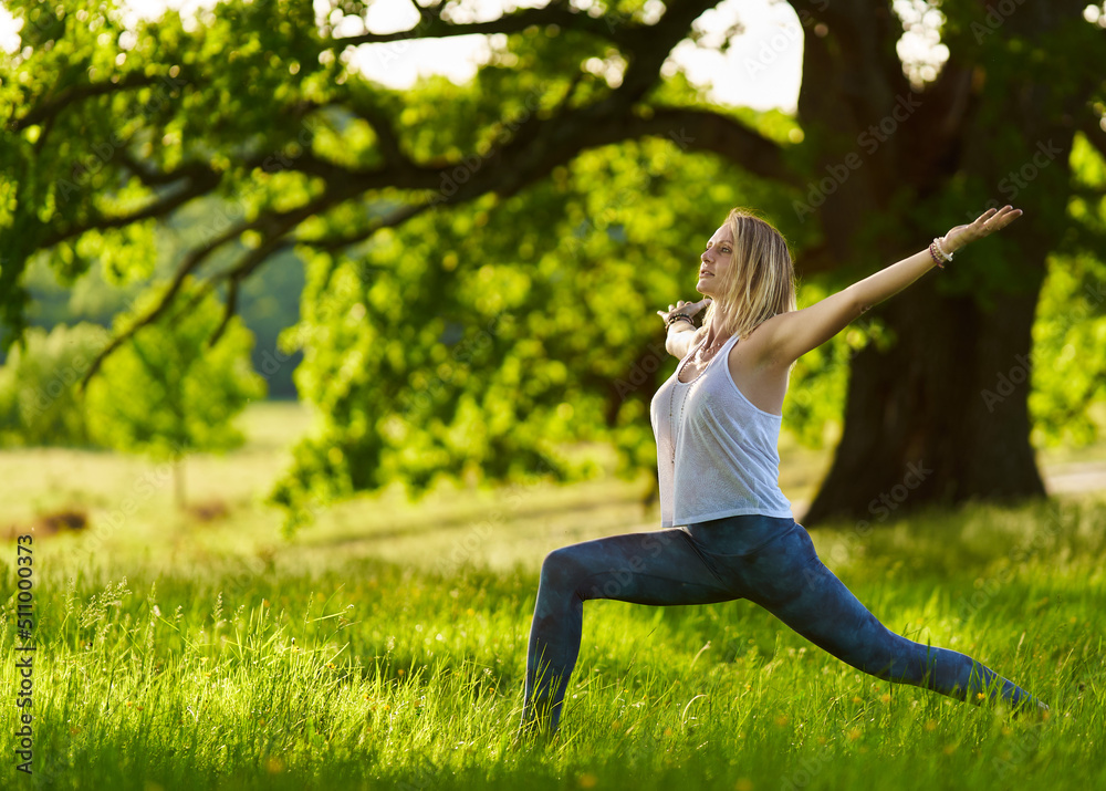 Young woman yoga practitioner in the forest Young woman yoga practitioner in the forest