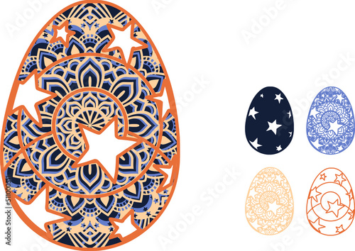 Mandala design. This design consists of several layers. You can change the color and size of the design. Cut each layer and glue together.