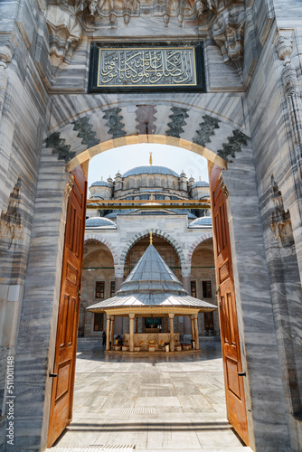 Entrance to the Fatih Mosque  Istanbul  Turkey