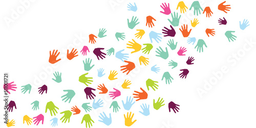 Creative kids handprints preschool education concept background