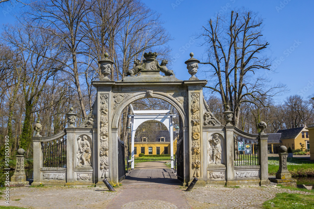 Naklejka premium Entrance gate to the garden and mansion of Nienoord, Netherlands