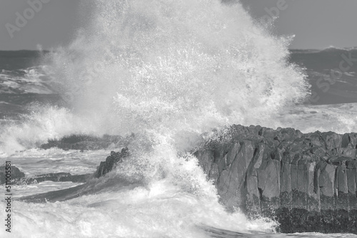 Turbulence - A wild day at the seaside in black and white