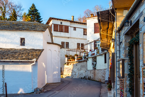 Milies Greece, Milies the  historic and the picteresque village of Pelion.  The famous train track of Moutzouris is located in short distance from the central square of village. © GIORGOS