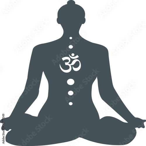 yoga performing dhyana asana silhouette vector Meditation Black and White photo