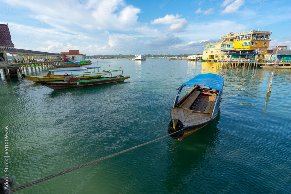 Naklejka premium traditional boat in bintan island