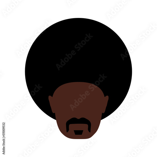 A dark-skinned man with an african hairstyle. The avatar of an African. Portrait of a young man with a beard and mustache. Vector illustration isolated on a white background for design and web.