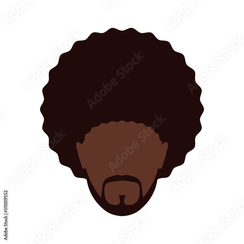 A dark-skinned man with an african hairstyle. The avatar of an African. Portrait of a young man with a beard and mustache. Vector illustration isolated on a white background for design and web.