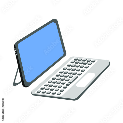 Laptop vector in cartoon style. Flat icon illustration.