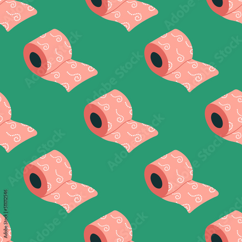 Seamless pattern of toilet paper rolls. Seamless pattern in cartoon style. Vector illustration
