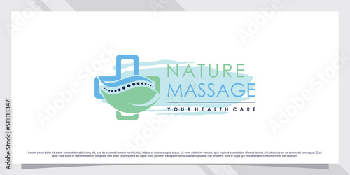 Chiropractic icon nature massage logo design inspiration with creative element Premium Vector