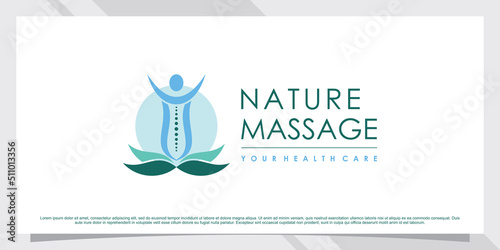 Chiropractic icon nature massage logo design inspiration with creative element Premium Vector