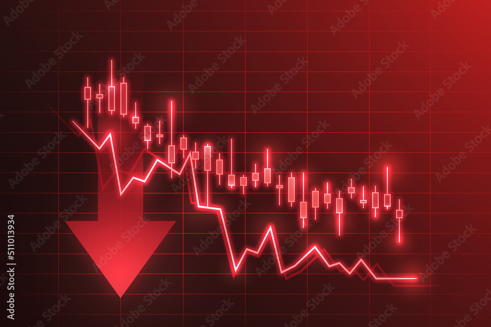 © Lemonsoup14 - Financial crisis stock chart business on economy market background with down diagram money exchange finance graph or loss global investment trade analysis recession and fall sales price crash risk.