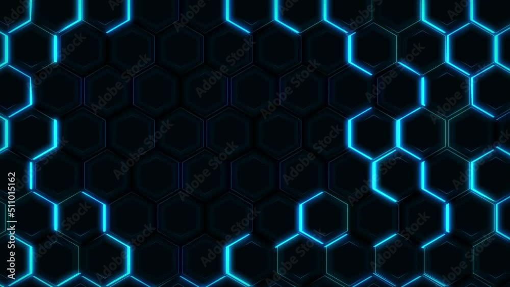 Glowing looped background pattern from hexagons. Glowing looped background pattern from hexagons.
