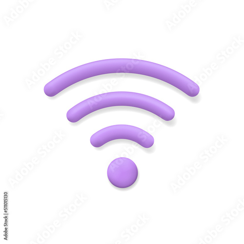 Wifi icon. 3d wifi icon. Symbol of wireless. Wi fi signal. Sign of internet. Network for mobile phone, computer, modem and hotspot. Free connect to network. Vector