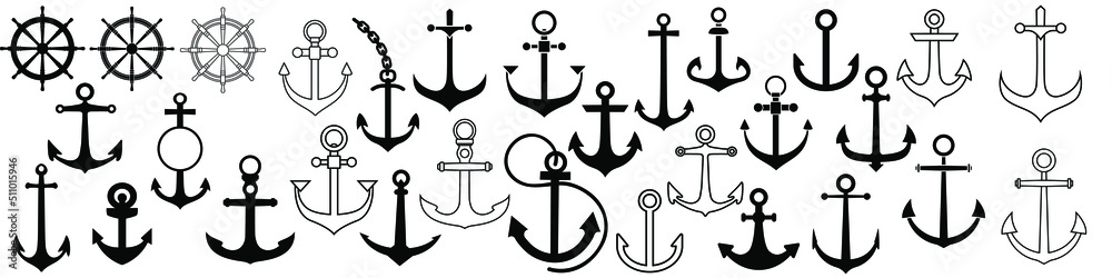 Anchor icon vector set. seafaring illustration sign collection. sailor symbol or logo. - obrazy, fototapety, plakaty 