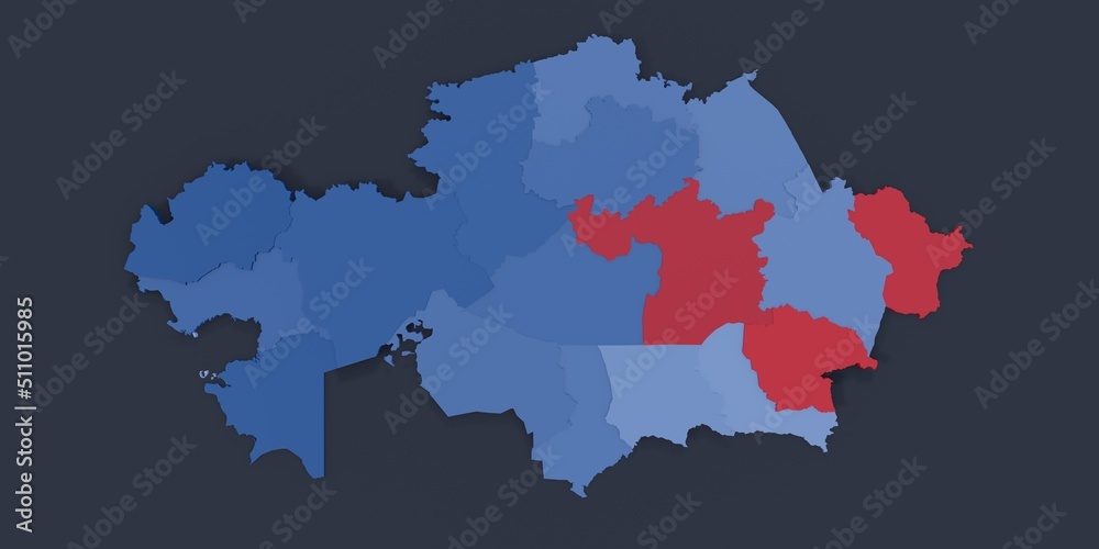 A stylized rendering of the Kazakhstan map conveying the modern digital age and its emphasis on global connectivity among people