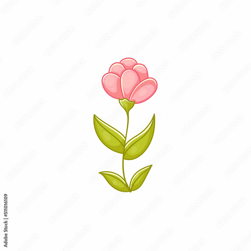 Realistic vector flower for gift card, invitation, wedding menu. Floral illustration isolated on white background. Bright pink and green color. Realistic vector flower for gift card, invitation, wedding menu. Floral illustration isolated on white background. Bright pink and green color.