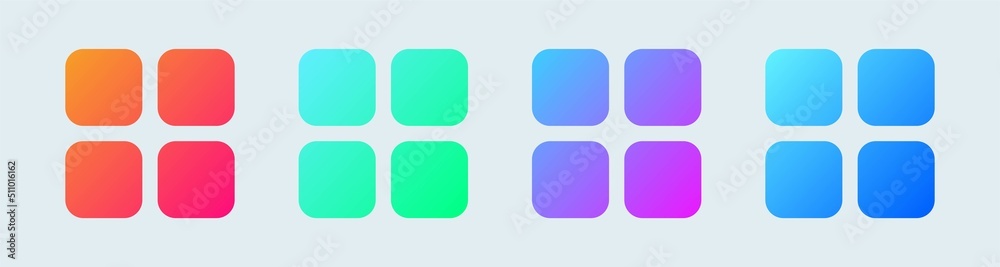 Main menu solid icon in gradient colors. Application list icon collection. Main menu solid icon in gradient colors. Application list icon collection.