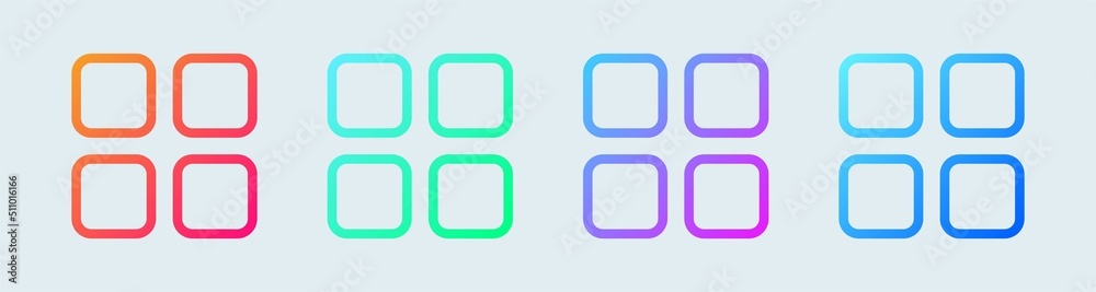 Main menu outline icon in gradient colors. Application list icon collection. Main menu outline icon in gradient colors. Application list icon collection.