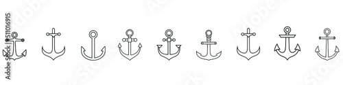 Anchor icon vector set. seafaring illustration sign collection. sailor symbol or logo.