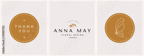 Vector abstract natural modern logo design templates in trendy linear style in golden colors - luxury and jewelry concepts for exclusive services and products, beauty and spa industry