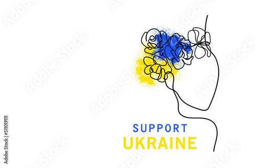 Support ukraine hand drawn line art