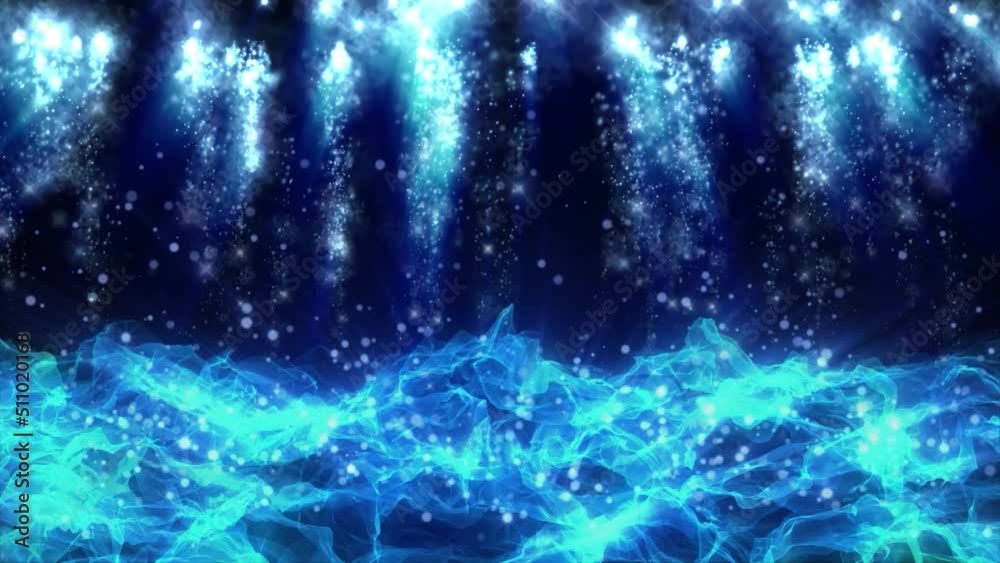 Abstract scientific fantasy background light energy waves forms circling and fluctuation shiny particles projections rays loop