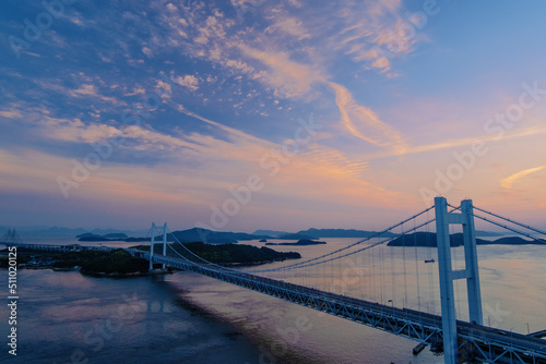 瀬戸大橋と夕焼け 鷲羽山からの眺め 岡山県