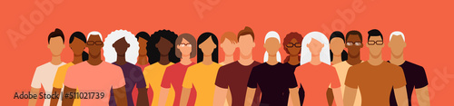 Diverse people group. Flat design vector illustration.