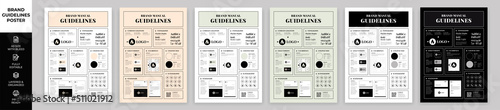 DIN A3 Brand Guidelines Poster Layout Set, Brand Manual Templates, Simple style and modern layout Brand Style, Brand Identity, Brand Guidelines