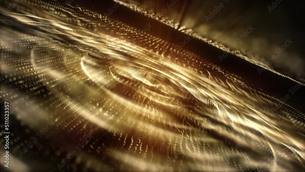 Abstract scientific fantasy background light energy waves forms circling and fluctuation shiny particles projections rays loop