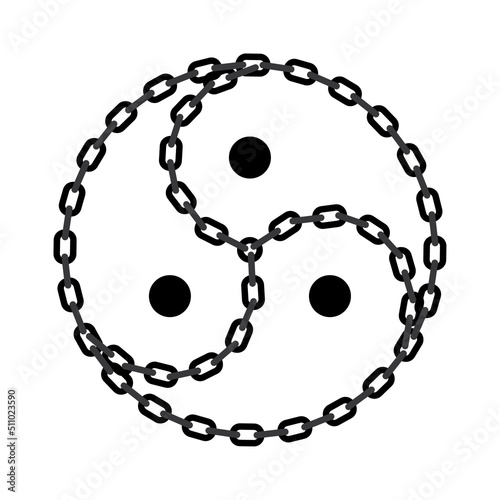 Vector black circle symbol BDSM formed by a chain. Isolated on white background.