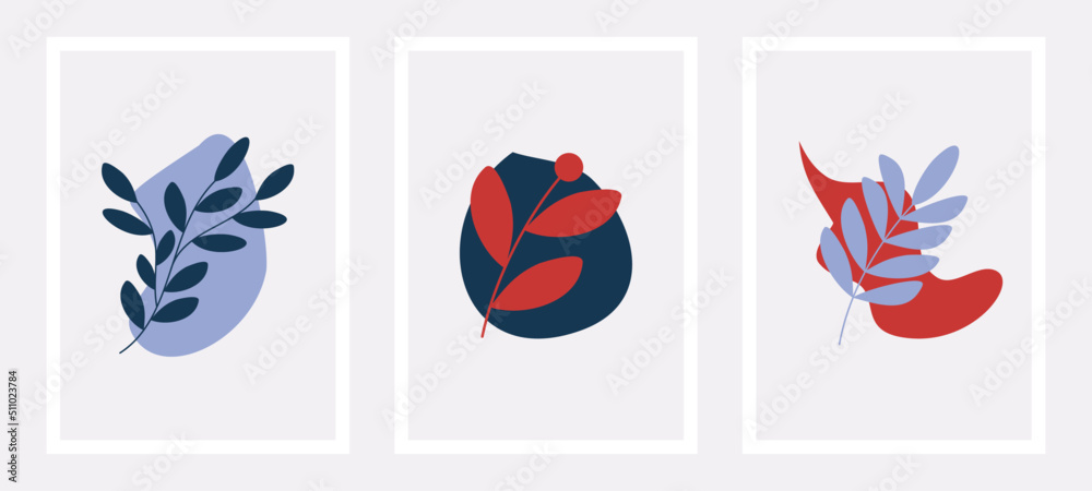 Obraz premium Set of abstract botanical. Wall art botanical. Home decor botanical minimalist.