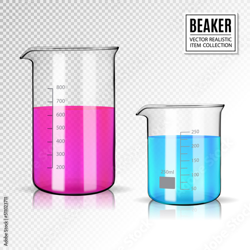 Laboratory glassware or beaker with varicolored liquid.