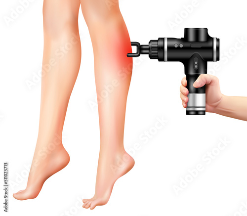 Massage Gun In Action Realistic Illustration