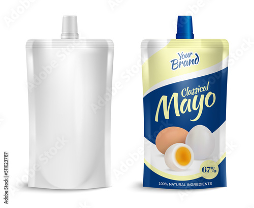 Plastic Pouch Mockup For Mayonnaise Packaging