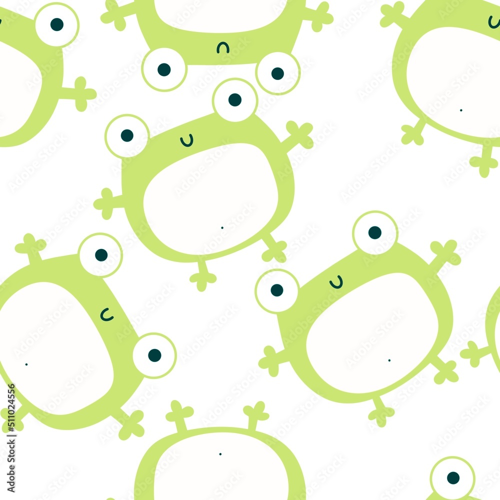 Cartoon seamless kawaii frogs pattern for kids and kindergarten and ...