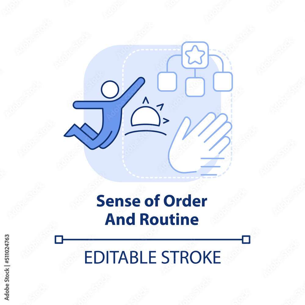 Sense of order and routine light blue concept icon. Learning environment abstract idea thin line illustration. Isolated outline drawing. Editable stroke. Arial, Myriad Pro-Bold fonts used