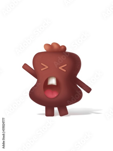 Bread toast funny monster cartoon character illustration 