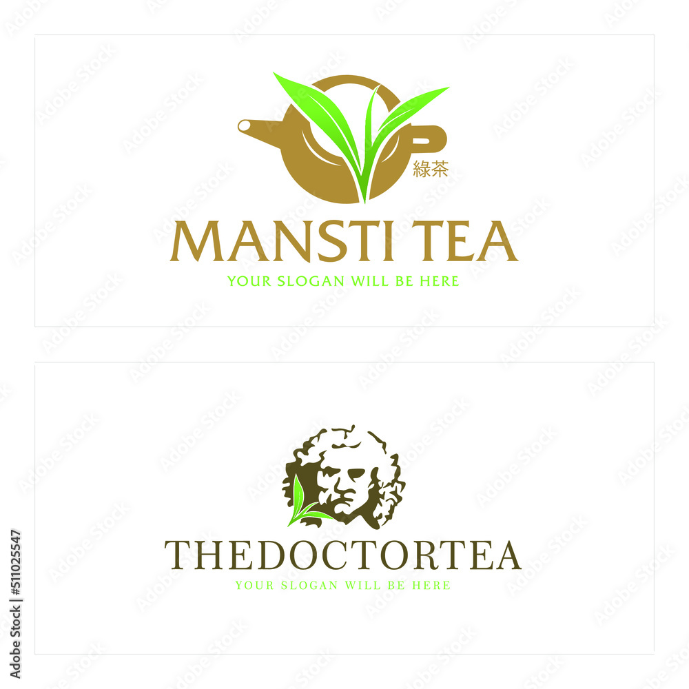 Vector illustration of tea herbal drink logo design
