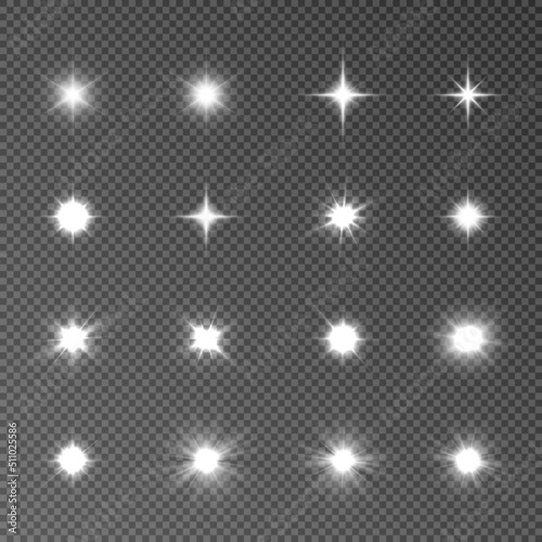 Light gold flash starlight png. Light sunlight. Shimmering glare on a transparent background. Vector