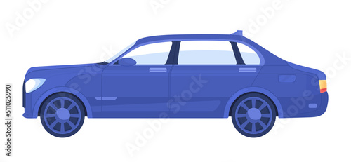 Luxury auto semi flat color vector object. Driving car. Editable figure. Full sized item on white. Expensive transport simple cartoon style illustration for web graphic design and animation