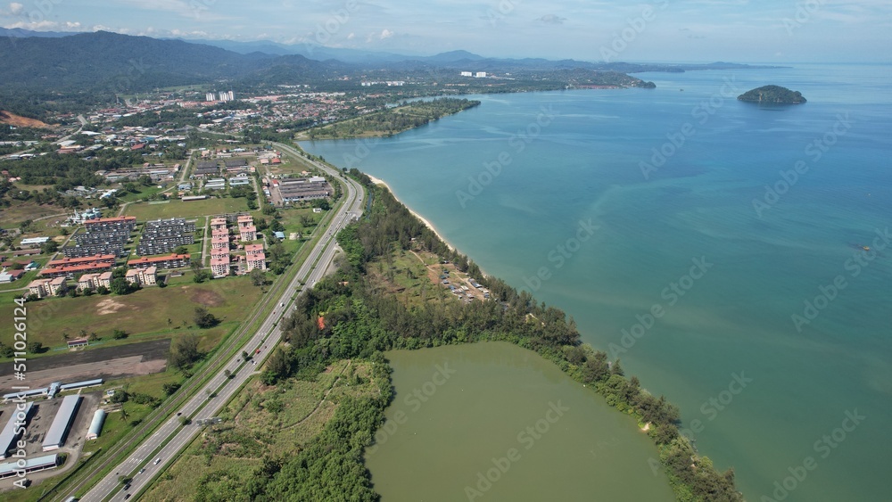 Kota Kinabalu, Sabah Malaysia – June 14, 2022: The Waterfront and Esplanade Area of Kota Kinabalu City Centre